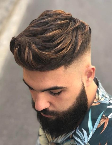 Spiky Texture with Vanished Neckline Boys Hair Highlights, Men Hair Color Highlights, Skin Fade Hairstyle, Faded Beard Styles, Crew Cut Haircut, Faux Hawk Hairstyles, Short Hair Highlights, Crop Haircut, Mens Hair Colour