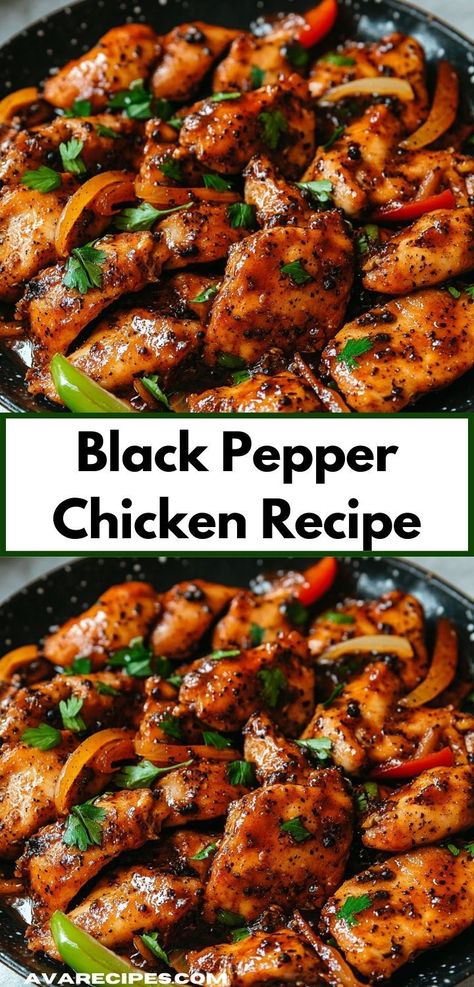 Looking for a quick and tasty dinner? This Black Pepper Chicken is your answer. With simple ingredients and a fast preparation time, it makes for an ideal family dinner that everyone can enjoy together. Casserole Recipes For Family, Easy Black Pepper Chicken, Dinner Ideas For Parties, Quick Dinner Ideas For Two, Black Pepper Chicken Recipe, Healthy Chicken Meals, Chicken Mozzarella Pasta, Pepper Chicken Recipe, Dinner Ideas For Family