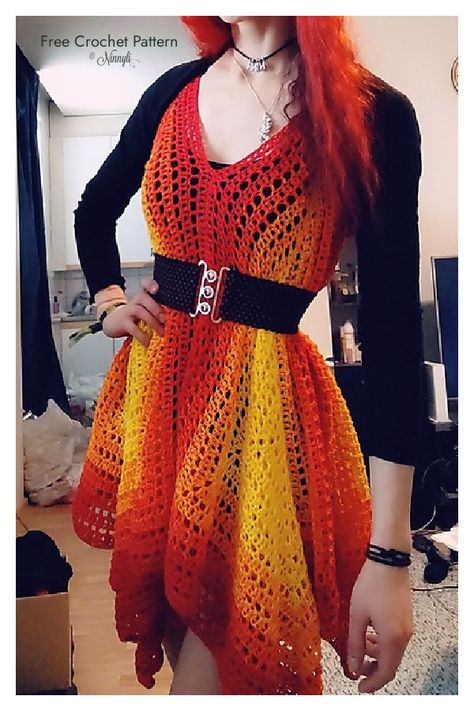 Granny Square Kanata Kerchief Tank Top Free Crochet Patterns Crochet Top Over Dress, Crochet Free Dress Patterns, Crochet Dress Square, Crochet Witch Outfit, Crochet Granny Square Shrug Free Pattern, Types Of Crochet Patterns, Free Dress Crochet Patterns, Free Mesh Top Crochet Pattern, Cute Tops To Crochet