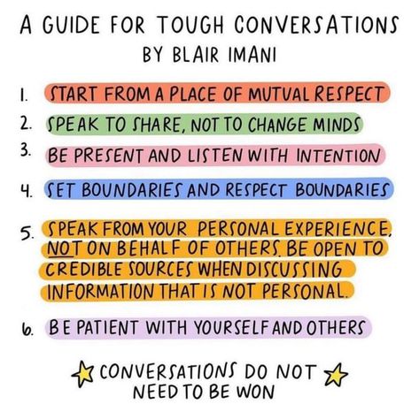 Positivity Vibrations Blair Imani, Communication Barriers, Conversation Quotes, Crucial Conversations, Tough Conversations, Difficult Conversations, Intention Setting, Chosen Family, Calm Down