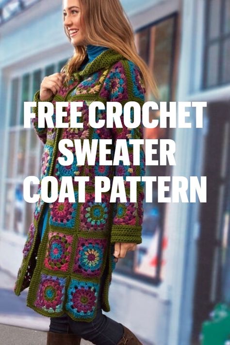 Crochet Jacket Pattern Free, Crochet Coat Free Pattern, Crochet A Cardigan, Sweater Coat Pattern, Free Crochet Jacket Patterns, Knitted Coat Pattern, Crochet Coat Pattern, Crochet Sweater Coat, Beginner Crochet Patterns