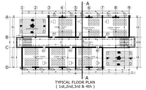 32x16m Typical floor plan of the school class room details are given in this 2D Autocad DWG drawing file. - Cadbull Classroom Floor Plan Elementary, Primary School Floor Plan, School Floor Plan Architecture, Classroom Plan Architecture, School Building Design Floor Plans, School Plan Architecture, Stairs Floor Plan, Classroom Floor Plan, School Building Plans