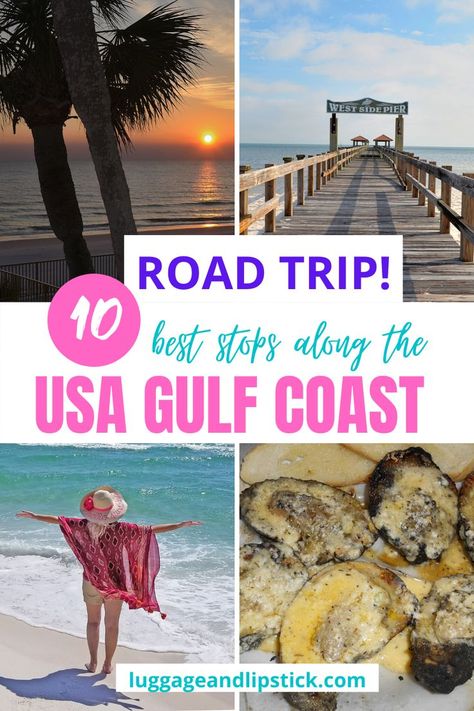 USA road trip Florida Gulf Coast Road Trip, Gulf Coast Road Trip, Roadtrip Ideas, Usa Road Trip, Road Trip Map, North America Travel Destinations, East Coast Road Trip, Visit Usa, American Road