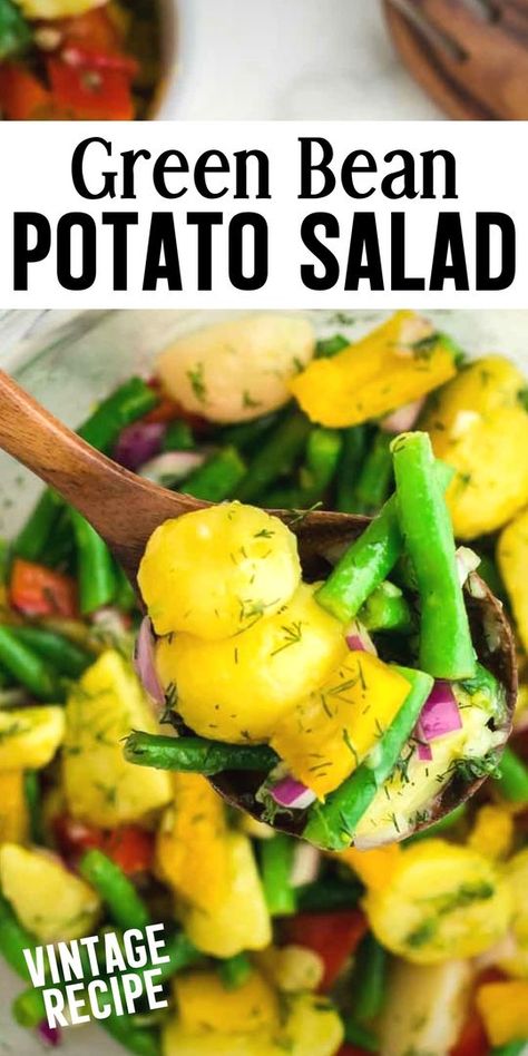 Green Bean Potato Salad, Green Bean Salad Recipes, Grilled Potato Salad, Salad Potato, Potluck Salad, Easy Summer Side Dishes, Warm Potato Salads, Easy Green Beans, Carrots And Green Beans