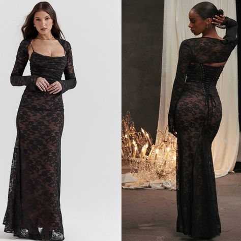 Long sleeve lace evening dress