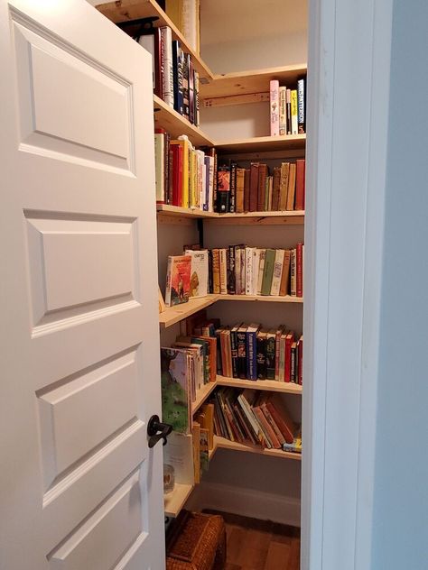 Library Closet, Closet Library, Closet Bookshelves, Kitchen Bookshelf, Craftsman Cottage, Library Bookshelves, Calming Bedroom, Carpentry Projects, Book Room