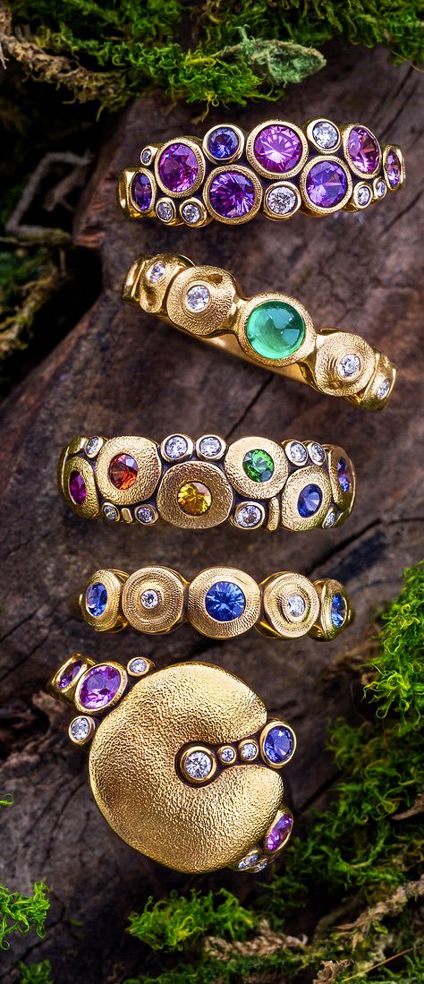 Alex Sepkus Rings, Alex Sepkus, Emerald Rings, Alternative Bridal, Gold Rings Fashion, Colorful Wedding, Natural Stone Jewelry, Antique Inspiration, Jewelry Images