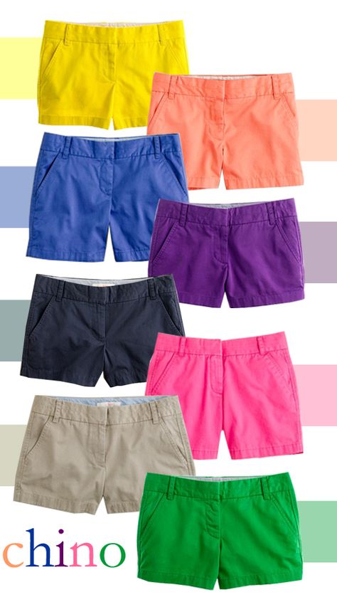 j. crew chino shorts. best shorts ever. Colorful Shorts Outfits, Colorful Shorts, Outfits Shorts, Styles Women, Shorts Outfits, J Crew Shorts, Summer Staples, Classy And Fabulous, Nice Shorts