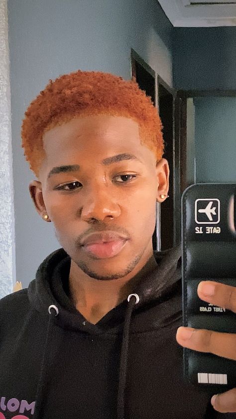 Fancy ginger hair boys Guys With Auburn Hair, Ginger Dyed Hair Men, Ginger Afro Men, Men Orange Hair, Ginger Black Man, Men Ginger Hair, Men Hair Dye Ideas, Hair Dye Ideas For Men, Ginger Cornrows