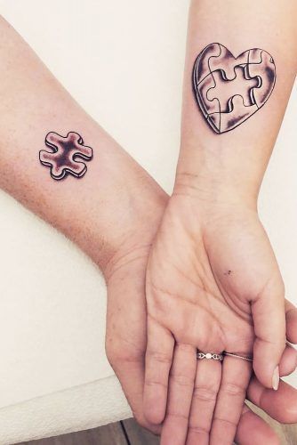 Incredible And Bonding Couple Tattoos To Show Your Passion And Eternal Devotion ★ Infinity Couple Tattoos, Him And Her Tattoos, Puzzle Piece Tattoo, Couple Tattoos Love, Couple Tattoos Unique Meaningful, Puzzle Tattoos, Best Couple Tattoos, Small Couple Tattoos, Cute Couple Tattoos