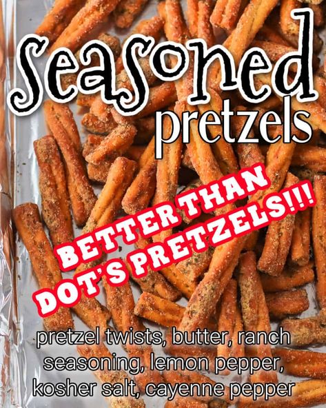 SEASONED PRETZELS Pretzels Seasoning, Seasoned Pretzels Ranch Dill, How To Make Flavored Pretzels, Diy Seasoned Pretzels, No Bake Seasoned Pretzels, Uses For Pretzels, Diy Dots Pretzels, Mustard Pretzels Dry, Sweet And Spicy Pretzels