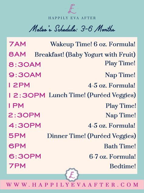 Eva Amurri shares her baby schedule for 3-6 months Food Schedule For 4 Month Old, Feeding Schedule For 4 Month Old, 6 Months Eating Schedule, 6 Months Baby Schedule, 4 Month Solid Food Schedule, Schedule For 5 Month Old Baby, 5 Month Schedule With Solids, Baby Food Schedule 4 Months, 5 Month Feeding Schedule Starting Solids