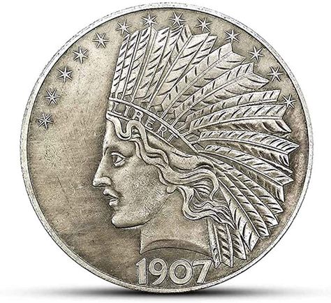 PRICES MAY VARY. American Commemorative Old Coins For Collectors: This American old Coin is made of Brass, It is plated with 925 sterling silver.This product is handmade crafts. It is not a tradable silver coin, but it is worth your permanent collection. One Of The Most Collected Coins: This is a 1907 Morgan Indian Head TEN-Dollars Coins, It’s one of the most collected coins in the world, beloved by collectors, it is worth your permanent collection. Discover History of USA Coins: Although the Mo American Coins, Gold And Silver Coins, Morgan Dollars, Coins For Sale, Indian Head, Dollar Coin, Us Coins, Old Coins, Gold Piece