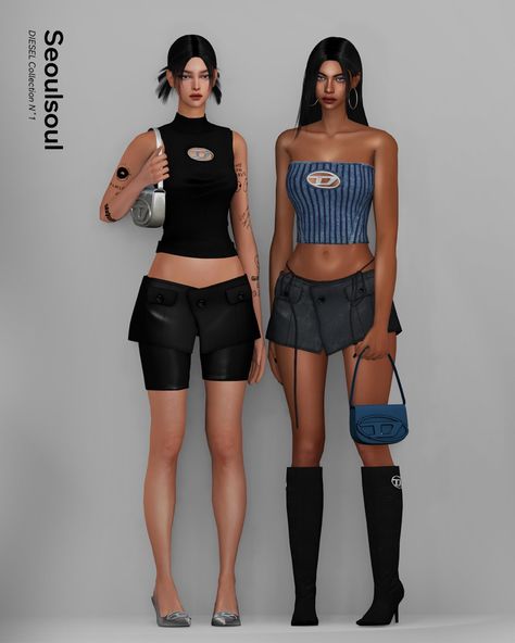 90’s Outfits, Sims 4 Black Hair, Nike Set, Diesel Clothing, The Sims 4 Pc, Sims Packs, Free Sims 4, Sims 4 Body Mods, Fashion Gal