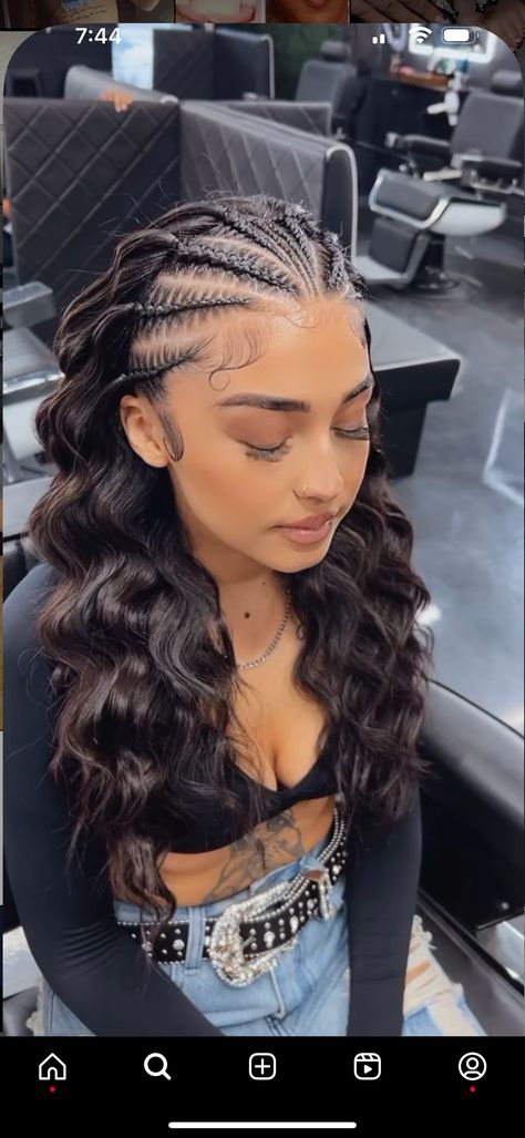 Braided With Hair Down, Puerto Rican Braids Women, French Braids On Top Of Head, Two Braids Hairstyle Mexican, Mexican Cornrows, Half Done Braids, Latina Goddess Braids, Cute Hair Ideas For Picture Day, Hairstyle With Braids And Curls