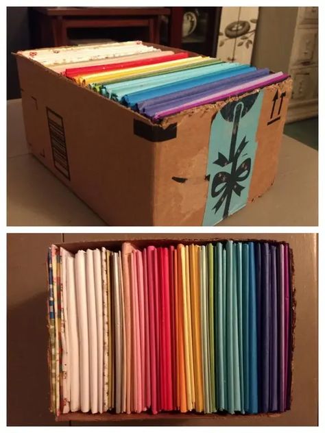 75 of the smartest ways to keep your home mess free and organized Tissue Paper Organization, Craft Area Organization, Tissue Paper Storage, Wrapping Paper Organization, Gift Tissue Paper, Gift Wrapping Station, Hut House, Wrapping Station, Tissue Paper Holder