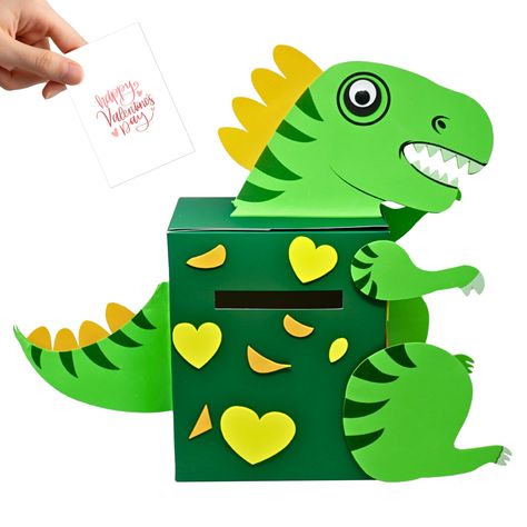 PRICES MAY VARY. DIY DINOSAUR CARD BOX - Dino-Mite DIY Dinosaur Card Box Kit for Valentine's Day! This craft kit is designed for kids to unleash their creativity while making a one-of-a-kind dinosaur-themed card box that adds a roar of excitement to Valentine's Day celebrations. MAKES 1 - Get ready for a heartwarming Valentine's Day with our DIY dinosaur Valentine's Card Box craft for boys! This delightful project is perfect for little ones who want to add a touch of whimsy to their Valentine's Diy Dinosaur Valentines, Box Crafts For Kids, Valentines Day Crafts For Kids, Dinosaur Valentine Cards, Kids Valentine Boxes, Diy Dinosaur, Valentine Card Box, Valentine Boxes, Dinosaur Valentines