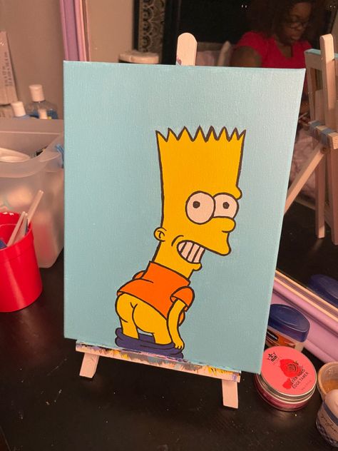 Bart Simpson Canvas Painting, Sesame Street Painting, Simpsons Painting, Disney Canvas Paintings, Mini Toile, Disney Canvas, Simple Canvas Paintings, Canvas Painting Designs, Painting Designs