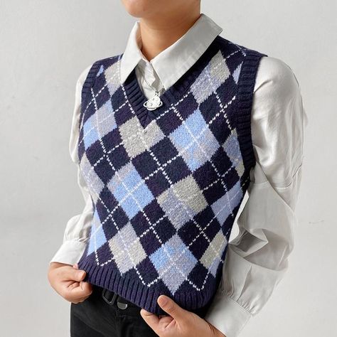 Argyle Vest, Preppy Mode, Ärmelloser Pullover, Autumn Outwear, Vetements Clothing, Argyle Sweater Vest, Plaid Sweater, Estilo Preppy, School Season