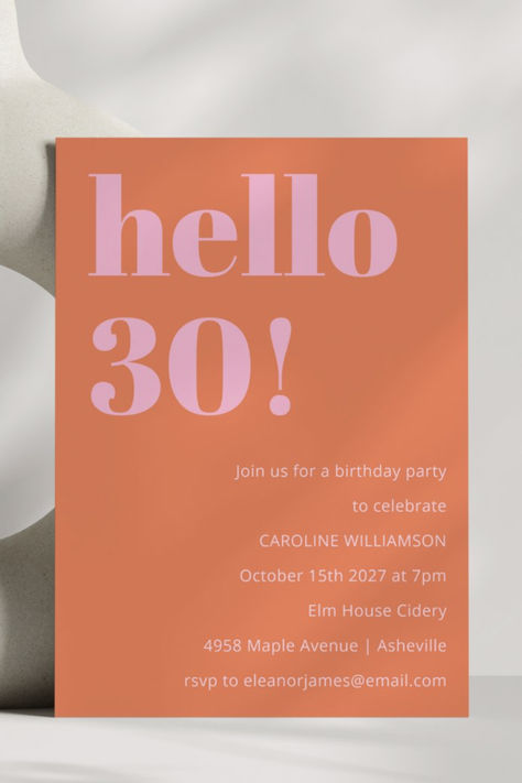 Thirtieth 30th Birthday Party Invites to Welcome Thirty in Style. Colourful 30th Birthday Party, 30th Pool Party, Pink 30th Birthday Party, Pink 30th Birthday, Hello 30 Birthday, 30 Birthday Party, Hello Thirty, Hello 30, 30th Birthday Party Invitations