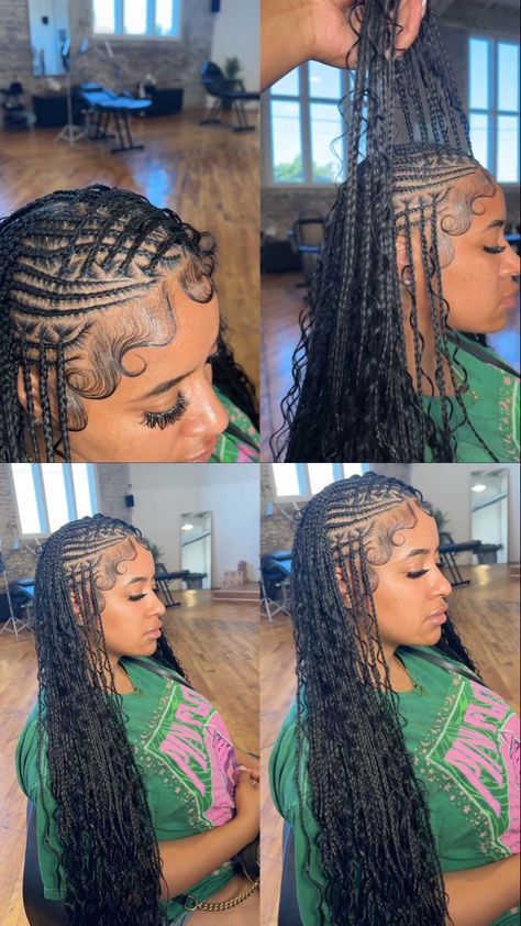 Cornrows With Bundles, Braids Flip Over, Short Flip Over Fulani Braids, Flip Over Braids Hairstyles, Flipover Braids, Blonde Braids On Black Hair, Kali Hairstyles, Flip Over Braids, Flip Over Fulani Braids