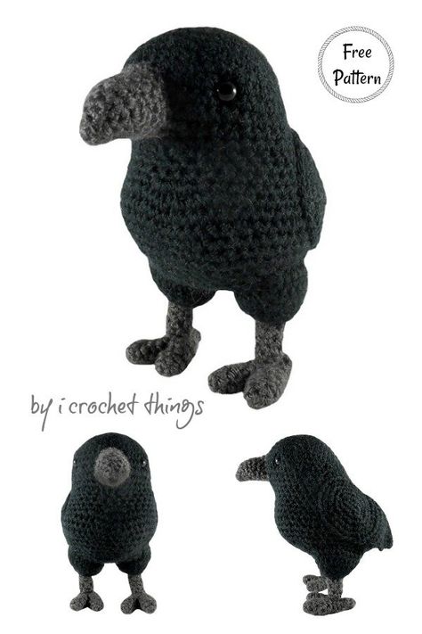 Amigurumi Crow Free Crochet Pattern Creepy Free Crochet Pattern, Isopod Crochet Pattern Free, Plague Doctor Crochet Pattern Free, Raven Crochet Pattern Free, Amigurumi Halloween Free Pattern, Weird Crochet Patterns Free, Horror Crochet Free Pattern, Yarn Hobbies, Crow Crochet