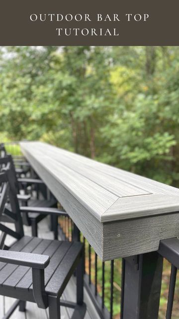 Decking Bar Ideas, Trex Deck Railing Bar Top, Deck Rail Countertop, Deck With Built In Bar Counter, Patio Bar Railing Ideas, Outdoor Dining Deck Ideas, Bar Top On Deck Railing, Trex Deck Bar Top, Deck Bar Seating