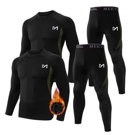 PRICES MAY VARY. 【Outstanding Flexibility for Any Sport】:MEETYOO mens long johns thermal set is designed with 4-way stretch compression, high elasticity and flexibility, allowing you to move freely without feeling constricted. Flat lock prevents chafing and skin irritation. 【Slim and Lightweight Thermal Set】: You can have 2 Sets thermal underwear. they are very lightweight, soft and comfortable. winter clothes for men will cinch your waistband or sleeves to minimize heat loss and increase warmth Winter Clothes For Men, Thermal Clothes, Mens Long Johns, Cold Feeling, Mens Compression Pants, Womens Thermal, Mens Compression, Mens Thermals, Long Johns