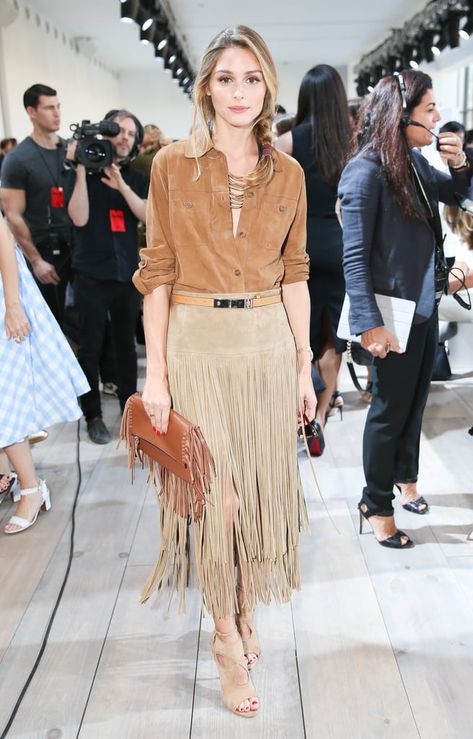 New York Fashion Week Spring 2015 Estilo Olivia Palermo, Olivia Palermo Lookbook, Fashion Week Outfit, Olivia Palermo Style, Popsugar Fashion, Fringe Skirt, Olivia Palermo, Street Look, 2014 Fashion