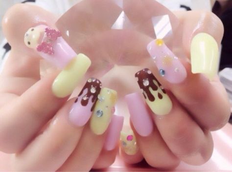 Really Cute Nails, Kawaii Nails, Cute Nail Art, Dream Nails, Easy Nail Art, Cute Acrylic Nails, Nail Art Diy, Swag Nails, Diy Nails