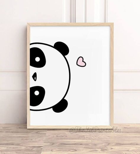 Panda Kindergarten, Art Mini Toile, Panda Painting, Teen Wall Art, Panda Drawing, Printable Cute, Birthday Card Drawing, Kawaii Panda, Simple Canvas Paintings