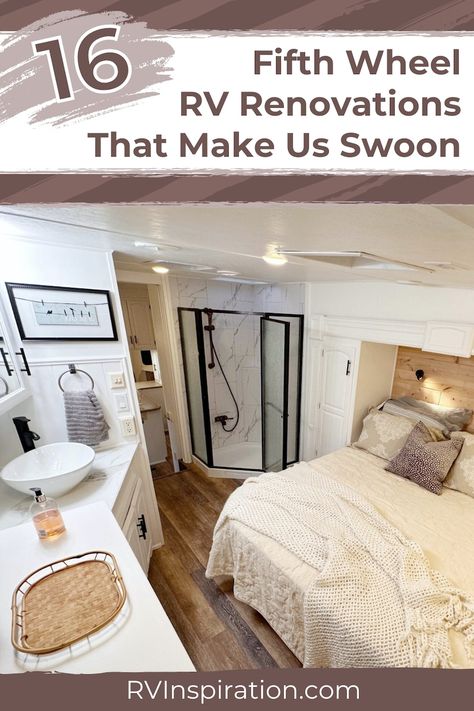 It’s hard to beat a fifth wheel when searching for a spacious traveling home. Yet, many fifth wheels’ “fresh out of the factory” aesthetic can leave something to be desired. With that in mind, I had a ton of fun discovering these fifth wheel renovations that are both practical and aesthetically pleasing on our renovated RVs for sale marketplace. Here are the fifth wheel remodels that make us swoon! #fifthwheel #rvinspiration 5th Wheel Remodel, Fifth Wheel Remodel, Rv Newbies, Factory Aesthetic, Small Mansions, Montana Fifth Wheel, Rv Camping Accessories, Rv Models, Fifth Wheel Living