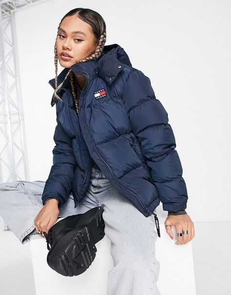 Coats & Jackets by Tommy Jeans Throw on, go out Toggle hood Zip fastening Regular fit Tommy Hilfiger Jacket Outfits, Navy Blue Puffer Jacket Outfit, Navy Puffer Jacket Outfit, Blue Puffer Jacket Outfit, Tommy Hilfiger Jacket Women, Navy Jacket Women, Tommy Hilfiger Outfits, Puffer Outfit, Puffer Jacket Outfit