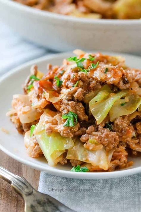 This easy low carb pork and cabbage skillet is comfort food heaven. We love serving this during the cold winter months! #easylowcarb #skilletdinner #porkandcabbage #pork #cabbage #groundporkrecipe Pork And Cabbage Recipes, Keto Ground Pork, Ground Pork And Cabbage, Fried Cabbage With Sausage, Cabbage Skillet, Bacon Fried Cabbage, Ground Pork Recipes, Low Carb Pork, Pork Recipes For Dinner