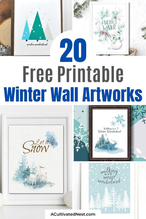 Winter Wall Pictures, Winter Subway Art Printable Free, Farmhouse Winter Printables Free, Winter Scene Printables Free, Winter Wall Art Free, Free Printable Christmas Artwork, Snow Printables Free, Printable Xmas Wall Art, January Free Printables