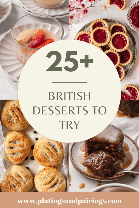 Wondering what the best British desserts are? There are so many great options! From sticky toffee pudding, to sponge cake, tarts and more! Here are 25+ of the BEST British dessert recipes to try! British Puddings Desserts, Classic British Desserts, British Cookies Traditional, English Desserts British, Easy British Desserts, British Baked Goods, British Cookie Recipes, British Pudding Recipes, British Desserts Traditional