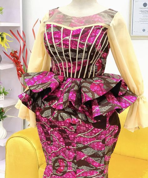 Ankara For Women, Ankara Peplum Blouse And Skirt, Peplum Blouse And Skirt, Ankara Peplum Blouse, African Print Skirt Ankara Styles, Skirt And Blouse Ankara, Skirt Styles, Ankara Skirt And Blouse, African Print Dress Ankara