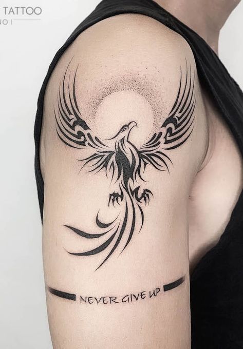 Tribal phoenix tattoo by @anothertattoo.hn_ A Tattoo, Never Give Up, Phoenix, Tattoos