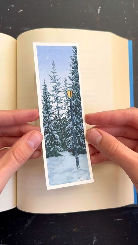 6.6K views · 731 reactions | Bringing all the magic of a cozy winter into a bookmark design ❄️ Available in my shop now✨ #art #artist #paint #painting #gouache #gouachepainting #gouacheart #bookmark #bookmarkart #paintedbookmark #holidaydecor #holidaygifts #stockingstuffers #handmadegift | Hannah Pickerill | hannahhh.mp · Original audio Winter Bookmark Craft, Gouache Painting Bookmark, Winter Gouache, Christmas Gouache, Painting Bookmarks, Bookmark Watercolor, Painted Bookmarks, Bookmark Design, Christmas Bookmarks