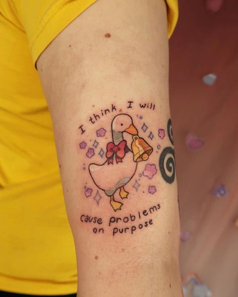 Goose Tattoo, Cute Matching Tattoos, Duck Tattoos, Knife Tattoo, Clever Tattoos, Cute Little Tattoos, Gaming Tattoo, Funny Tattoos, Little Tattoos