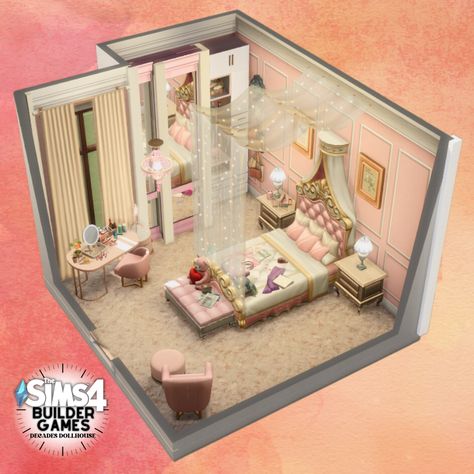 Clueless Bedroom, Sims 4 Pink Bedroom, Bedroom The Sims 4, Sims Layout, Sims Bedroom, Sims Room, Sims 4 Loft, Casas The Sims Freeplay, Sims Rooms