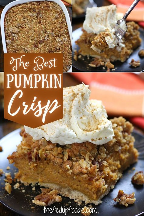 Pumpkin Gingersnap Dessert, Pumpkin Pecan Crisp, Pumpkin Pie Crisp Recipe, Pumpkin Pie Crisp, Pumpkin Crisp Recipe, Pecan Crumble Topping, Pumpkin Crumble, Easy Thanksgiving Dessert, Ginger Shortbread