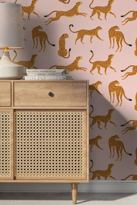 Pink Boho Cheetah Wallpaper Removable and Repositionable Peel - Etsy Canada Boho Cheetah, Cheetah Wallpaper, Cheetah Print Wallpaper, Animal Print Decor, Tiger Wallpaper, Big Girl Bedrooms, Thick Wallpaper, Commercial Wallpaper, Wallpaper Removable