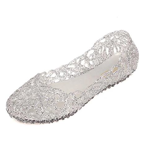 PRICES MAY VARY. Malleable PVC jelly flats have a rounded toe box and feature an upper of layered lines which create a crosshatched effect. One-step forming,will not break or come apart,make it more durable. Add more sequins inside the jelly,will change color in the sunshine,make the shoes shiny and cute,love it! Good air ventilation and keep your feet dry and clean all day! Easy slip-on style, very convenient, perfect for indoor and outdoor use! Super glittery&gorgeous jelly flat make you feel Mesh Flats, Jelly Flats, Nest Design, Jelly Shoes, Womens Ballet Flats, Shoe Covers, Girls Sandals, Jelly Sandals, Ballet Flat Shoes