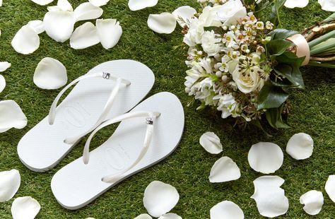 We love these Havaianas wedding flip flops  - Cosmopolitan.co.uk Wedding Flip Flops, Bridesmaid Duties, Wedding Top, Wedding Pins, Exclusive Wedding, Jenny Packham, Happily Married, Wedding Collection, Designer Heels