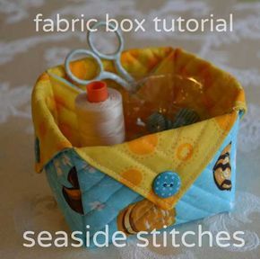 This cute quilted fabric box is perfect for holding small items, particularly small sewing items. The pattern is easy to make using your favorite fabric an Fabric Boxes Tutorial, Fabric Basket Tutorial, Fabric Box, Trendy Sewing Patterns, Box Tutorial, Fabric Storage Boxes, Fabric Bowls, Trendy Sewing, Sewing Tutorials Free