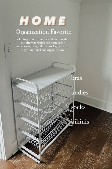 Closet Shirt Organization, Wire Storage Drawers, T Shirt Storage Ideas, Target Wire Drawers, Closet Drawer Ideas, Dorm Closet Storage, Closet With Dresser Inside, Wire Closet Organization Ideas, Ikea Wire Basket Drawers