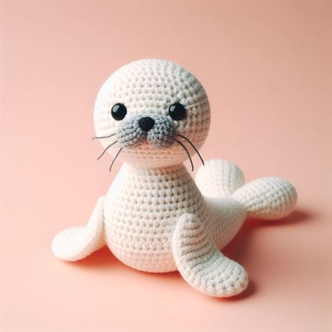 Seal Amigurumi, Amigurumi Pattern Free, Baby Seal, Crochet Baby Toys, Baby Hats Knitting, Christmas Crochet Patterns, Knitting Kits, Knitting Gift, Amigurumi Toys