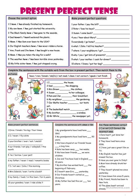 Present Perfect Tense - English ESL Worksheets for distance learning and physical classrooms Present Perfect Tense Worksheets, Present Perfect Tense Exercises, Present Perfect Simple, Tense Worksheet, Present Perfect Tense, Tenses Exercises, Tenses English, Perfect Tense, Grammar Exercises