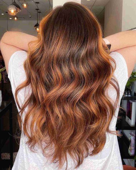 Copper Money Piece Hair, Dimensional Copper, Copper Blonde Balayage, Balayage Hair Copper, Balayage Hair Blonde Medium, Dark Strawberry Blonde, Red Balayage Hair, Balayage Long Hair, Highlights For Dark Brown Hair